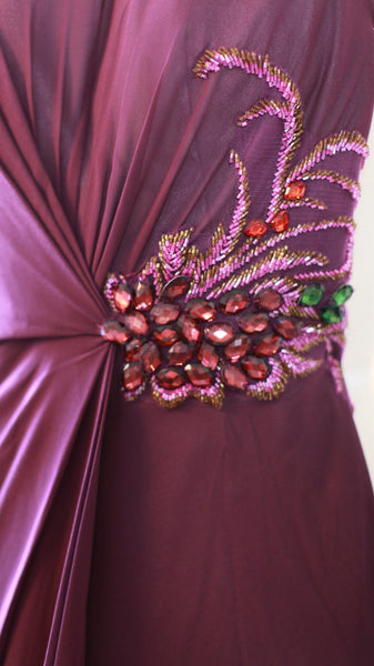 Elisa Purple Sleeveless Floor Length Evening Dress Long Formal Dress Wedding Guest Dress US4