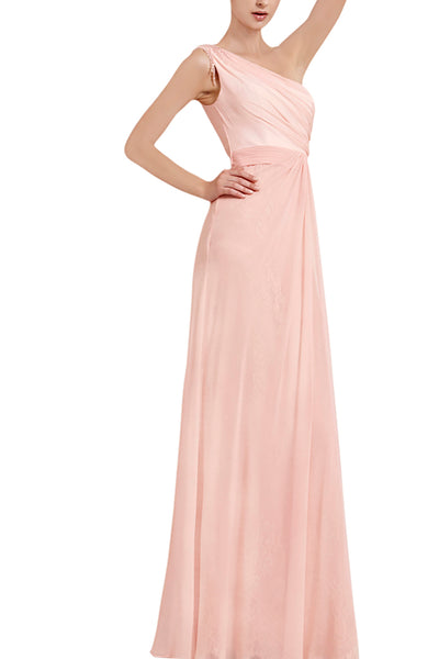 Nina in Light Pink Asymmetric Bridesmaid Dress with Beading (30023) - weddingdress-elliotclairelondon