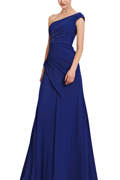 One Shoulder Royal Blue Evening Dress  (30132) - weddingdress-elliotclairelondon