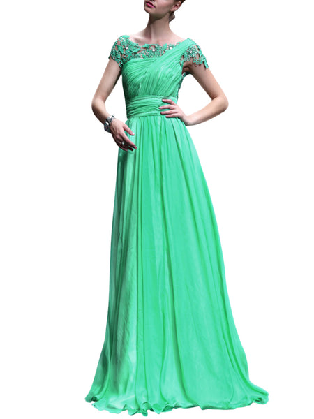 Floor length Embroidered Ruche Evening Dress (30551) - weddingdress-elliotclairelondon