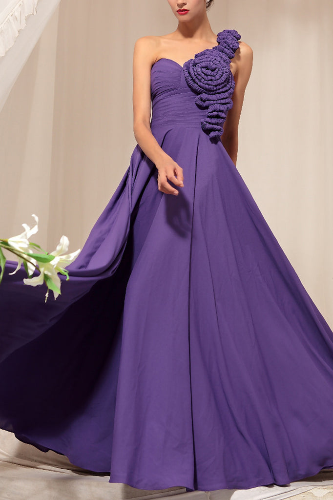 Jill in Purple One Shoulder Evening Dress  (30745) - weddingdress-elliotclairelondon