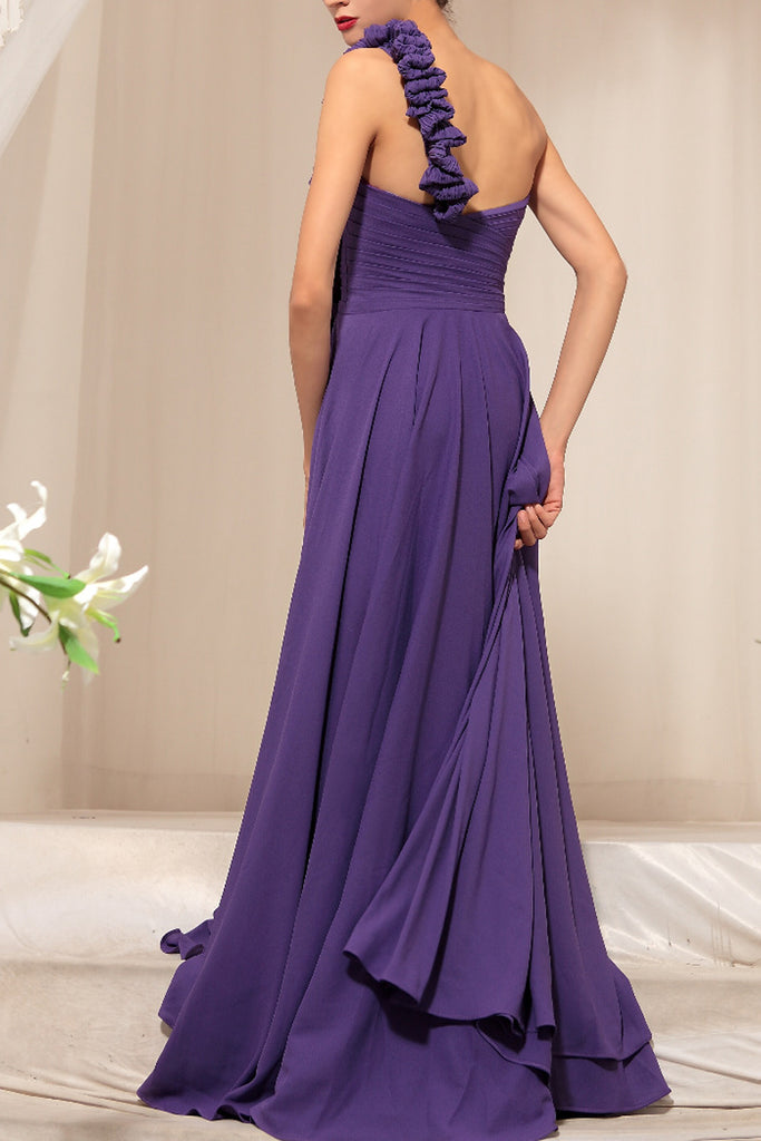 Jill in Purple One Shoulder Evening Dress  (30745) - weddingdress-elliotclairelondon