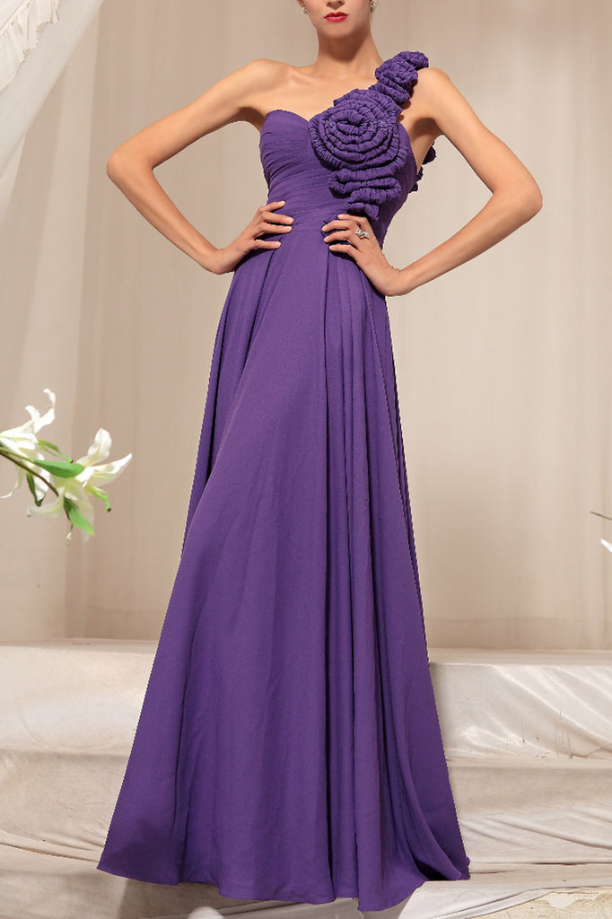 Jill in Purple One Shoulder Evening Dress  (30745) - weddingdress-elliotclairelondon