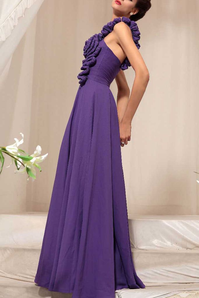 Jill in Purple One Shoulder Evening Dress  (30745) - weddingdress-elliotclairelondon