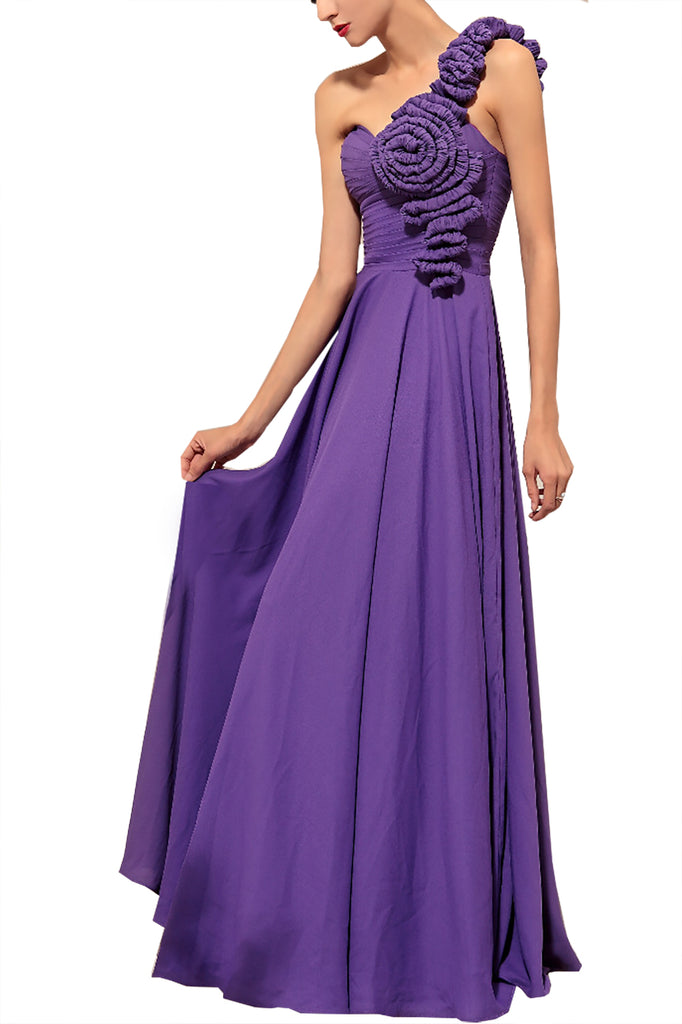 Jill in Purple One Shoulder Evening Dress  (30745) - weddingdress-elliotclairelondon