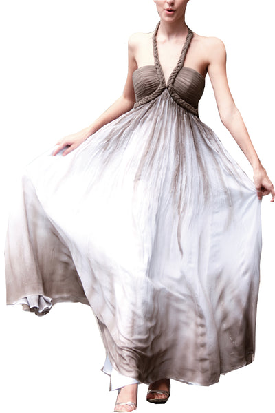 Brown Maxi Halter Neck Maxi Dress Floor Length (56253) - weddingdress-elliotclairelondon