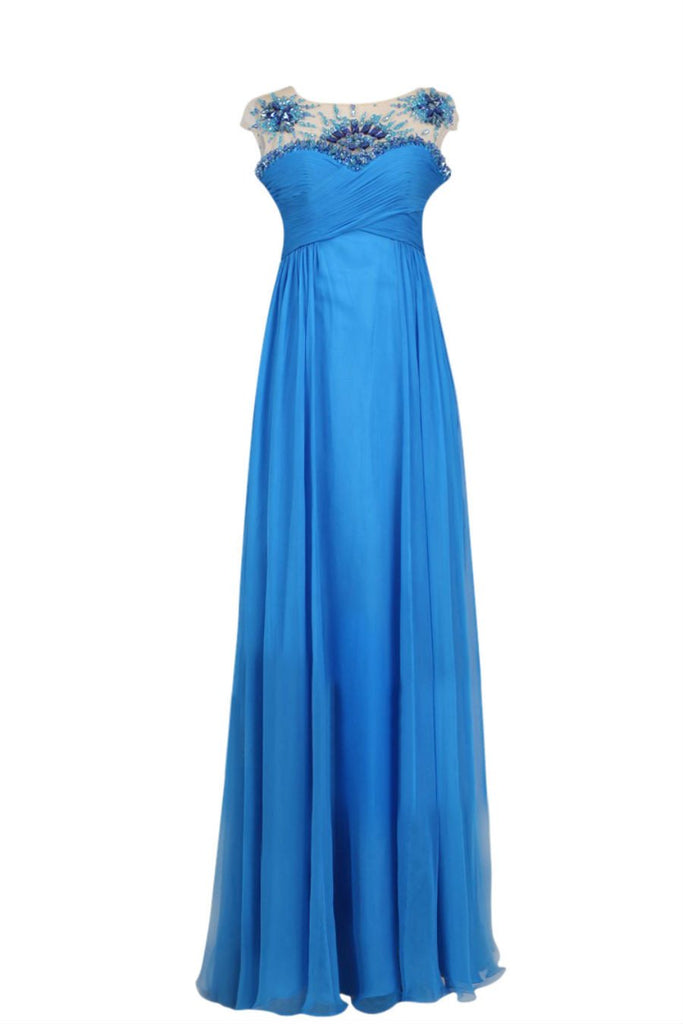 Royal Blue Chiffon Blue Evening Dress (81053) - weddingdress-elliotclairelondon