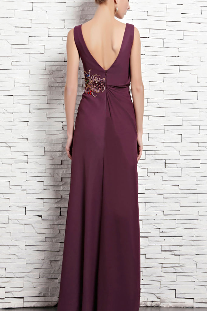 Purple Sleeveless Floor Length Prom Dress  (81610) - weddingdress-elliotclairelondon