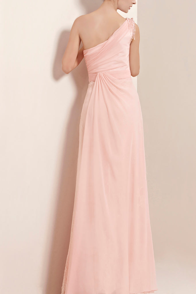 Nina in Light Pink Asymmetric Bridesmaid Dress with Beading (30023) - weddingdress-elliotclairelondon
