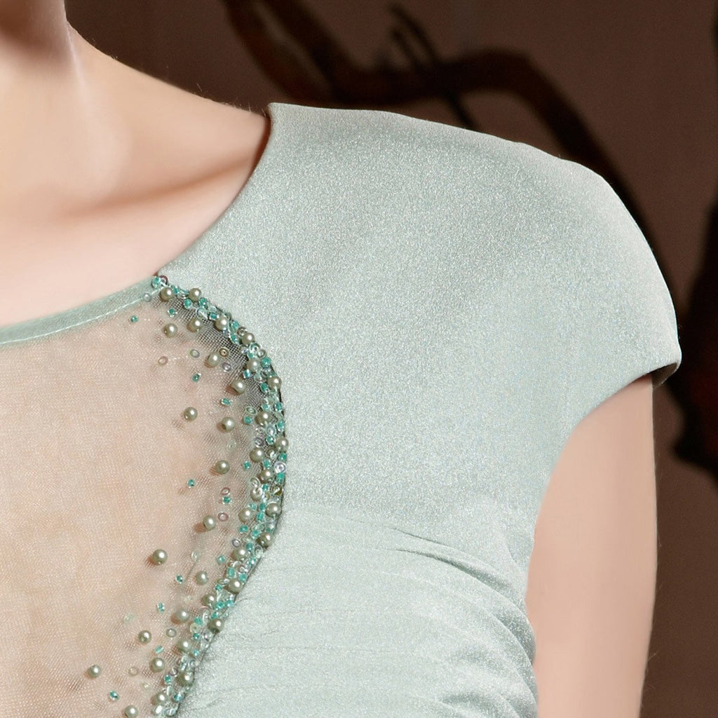 Elliot Claire High Neck Green Evening Dress